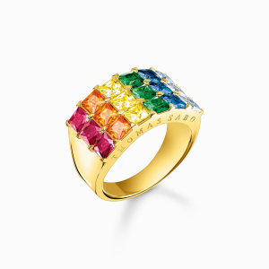 Thomas Sabo Rainbow Heritage Ring bunte Steine Pavé gold TR2359-996-7