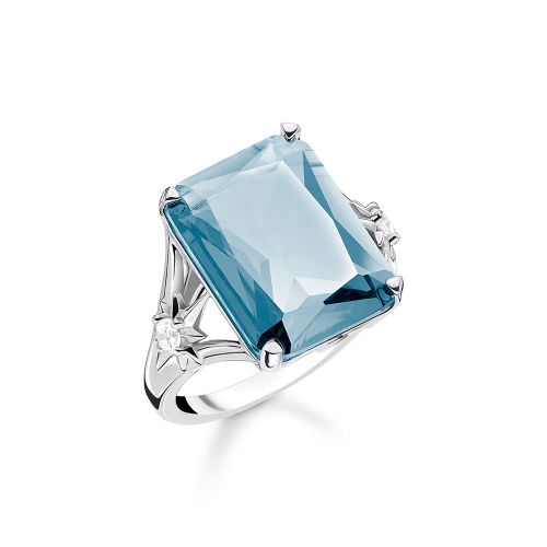 Thomas Sabo Sparkling Heitage Ring Stein blau groß mit Stern TR2261-644-31
