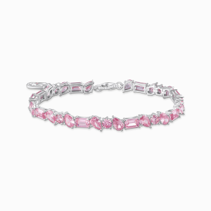 Thomas Sabo Sterling Silver Tennisarmband mit 31 pinkfarbenen Steinen Silber A2144-051-9