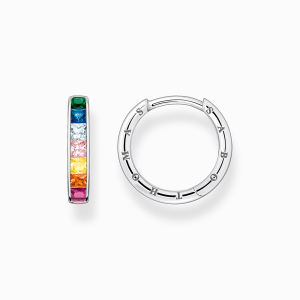 Thomas Sabo Rainbow Heritage Creolen mit bunten Steinen Pavé Silber CR668-477-7