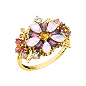 Thomas Sabo Ring Blumen farbige Steine gold TR2335-488-7