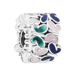 Pandora Clip Charm mit grüner, blauer und pinker Emaille 797863ENMX