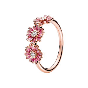 Pandora Ring Gänseblümchen-Trio Emaille mit Cubic Zirkonia 188792C01