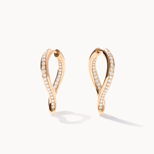 Tamara Comolli Signature SIGNATURE Hoop Ohrringe Twisted Drop mit Diamant Pavé E-Sig-Ho-TDr-p-rg