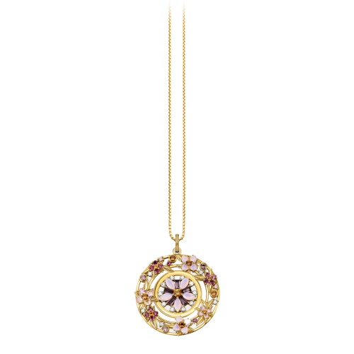 Thomas Sabo Anhänger Amulett Blumen farbige Steine gold PE917-488-7