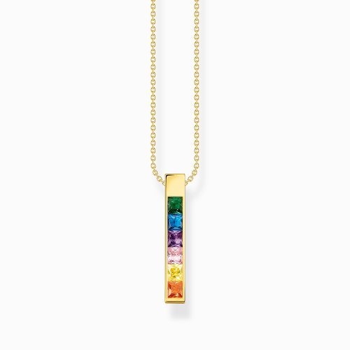 Thomas Sabo Rainbow Heritage Kette mit bunten Steinen vergoldet KE2113-971-7