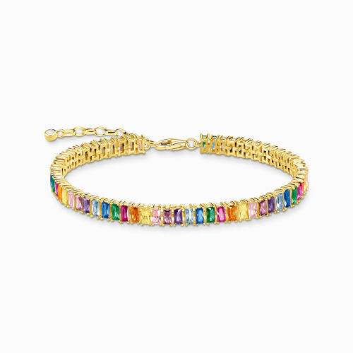 Thomas Sabo Rainbow Heritage Tennisarmband mit bunten Steinen vergoldet A2030-996-7