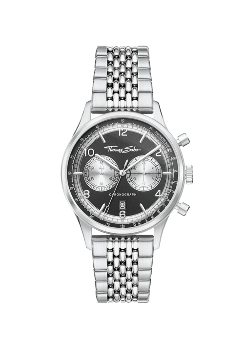 Thomas Sabo Rebel at Heart Herrenuhr Rebel at Heart Chronograph silber schwarz WA0375-201-203