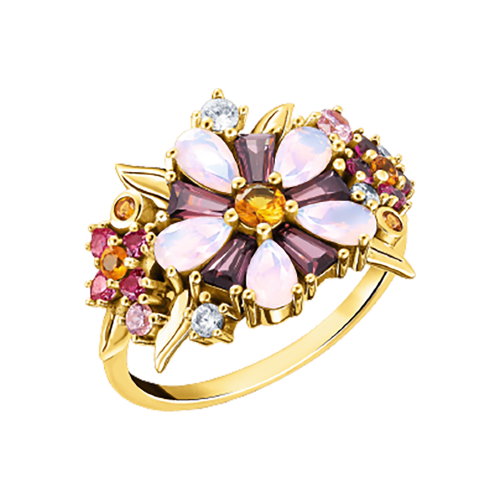 Thomas Sabo Ring Blumen farbige Steine gold TR2335-488-7