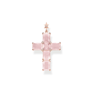 Thomas Sabo Sparkling Heitage Anhänger Kreuz rosa Steine mit Stern PE890-417-9