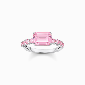 Thomas Sabo Sterling Silver Solitärring mit pinkfarbenen Steinen Silber TR2451-051-9