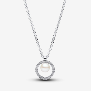 Pandora Timeless Behandelte Süßwasserzuchtperle & Pavé Collier-Halskette 393165C01-45