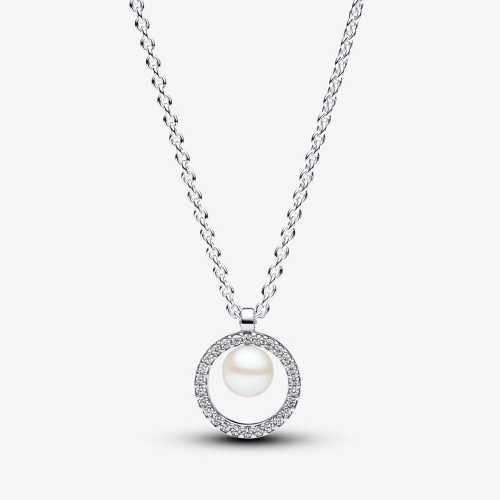 Pandora Timeless Behandelte Süßwasserzuchtperle & Pavé Collier-Halskette 393165C01-45