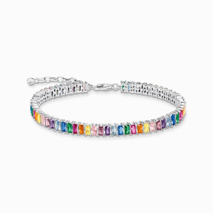 Thomas Sabo Rainbow Heritage Tennisarmband mit bunten Steinen Silber A2030-073-7