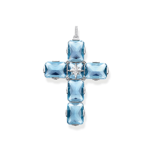 Thomas Sabo Sparkling Heitage Anhänger Kreuz große blaue Steine mit Stern PE881-644-31