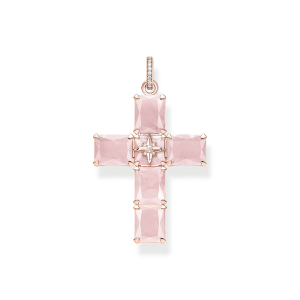 Thomas Sabo Sparkling Heitage Anhänger Kreuz große rosa Steine mit Stern PE880-417-9