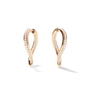 Tamara Comolli Signature SIGNATURE Hoop Ohrringe Twisted Drop mit Diamant Pavé E-Sig-Ho-TDr-p-rg