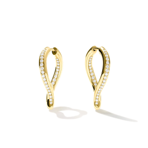 Tamara Comolli Signature SIGNATURE Hoop Ohrringe Twisted Drop mit Diamant Pavé E-Sig-Ho-TDr-p-yg