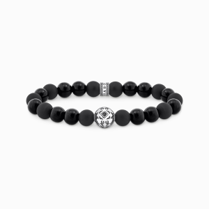 Thomas Sabo Sterling Silver Beads-Armband aus Obsidian Silber geschwärzt A2145-705-11