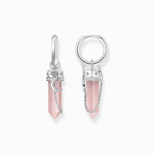 Thomas Sabo Sterling Silver Creolen mit rosa Kristall Anhänger und Symbolen Silber CR722-643-9