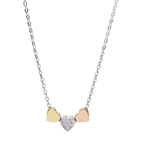 Fossil Kette Heart Edelstahl dreifarbig JF02856998