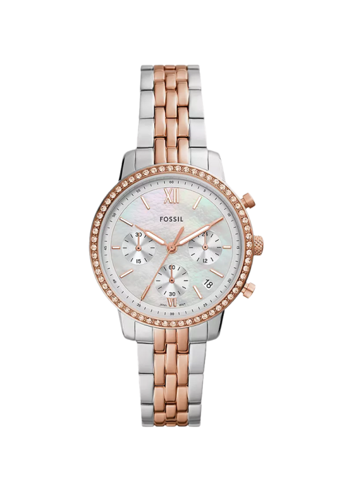 Fossil Neutra Damenuhr Chronograph Edelstahl zweifarbig ES5279