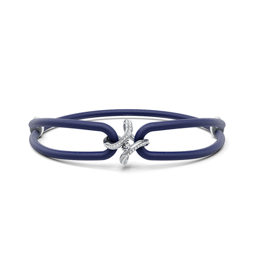 Niessing Spannring Ära Highlights Armband N392915 Platinum Leder Night Blue