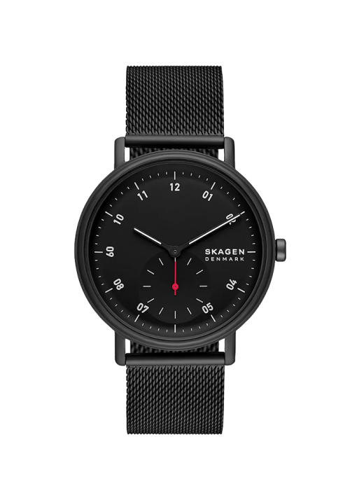 Skagen Kuppel Herrenuhr Kleine Sekunde Milanaise Edelstahl schwarz SKW6892