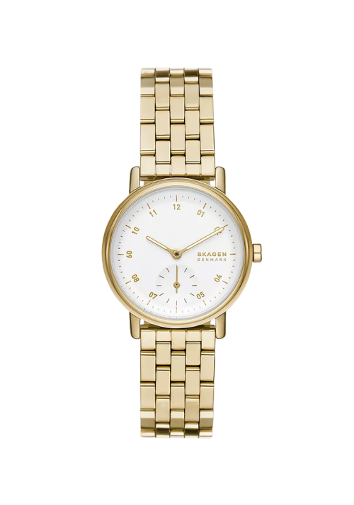 Skagen Kuppel Lille Damenuhr Kleine Sekunde Milanaise Edelstahl goldfarben SKW3102