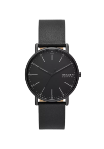 Skagen Signatur Herrenuhr Edelstahl Leder schwarz SKW6902