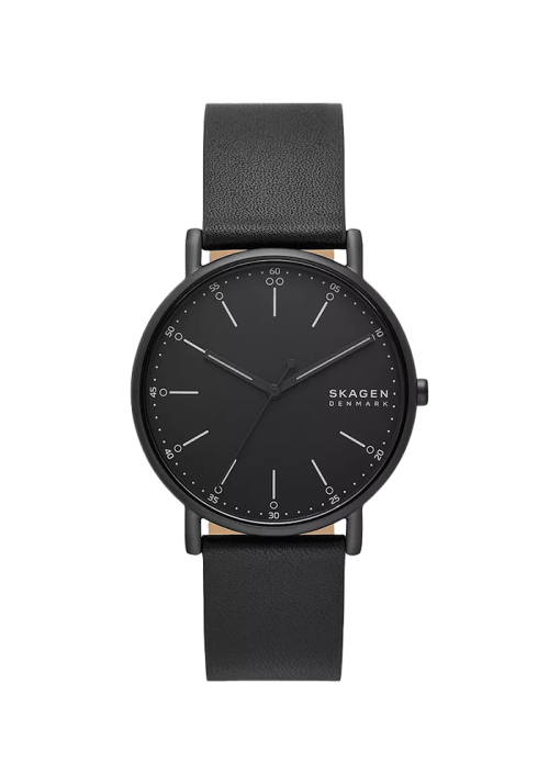 Skagen Signatur Herrenuhr Edelstahl Leder schwarz SKW6902