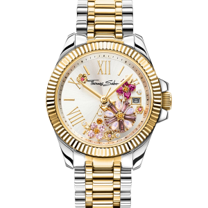 Thomas Sabo Damenuhr Blumen aus rosafarbenen Steinen bicolor WA0382-291-201
