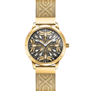 Thomas Sabo Damenuhr mit 33 mm, Libellen und Steinen goldfarben WA0422-264-207