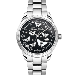 Thomas Sabo Damenuhr mit Schmetterlingen silberfarben WA0432-201-203
