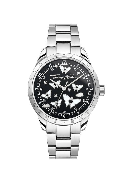Thomas Sabo Damenuhr mit Schmetterlingen silberfarben WA0432-201-203