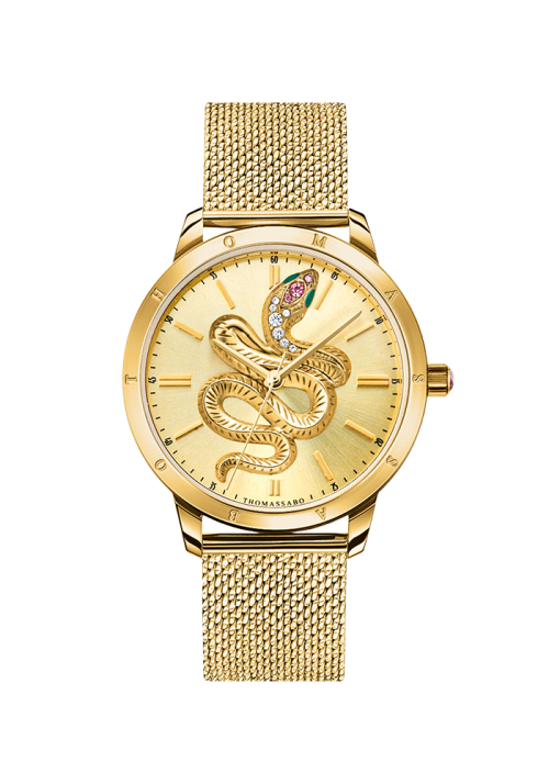 Thomas Sabo Damenuhr Schlange in 3D-Optik gelbgoldfarben WA0384-264-207