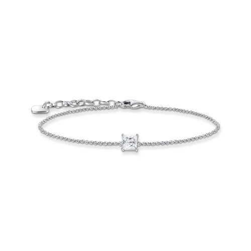 Thomas Sabo Essentials Armband mit quadratischem Stein-Anhänger in Weiß Silber A2158-051-14