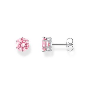 Thomas Sabo Essentials Ohrstecker mit großem, pinkfarbenem Stein Silber H2300-051-9