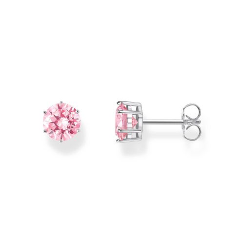 Thomas Sabo Essentials Ohrstecker mit großem, pinkfarbenem Stein Silber H2300-051-9