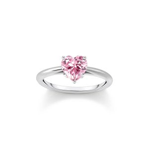Thomas Sabo Essentials Ring mit pinkfarbenem Stein in Herzform Silber TR2476-051-9