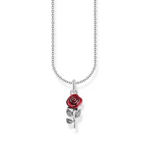 Thomas Sabo True Romance Kette mit rotem Rosen-Anhänger Silber KE2219-664-10