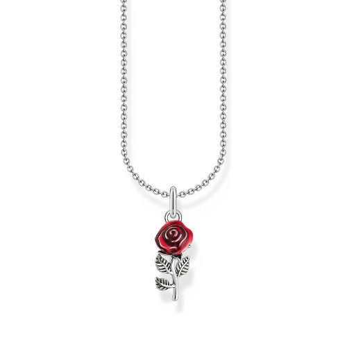 Thomas Sabo True Romance Kette mit rotem Rosen-Anhänger Silber KE2219-664-10