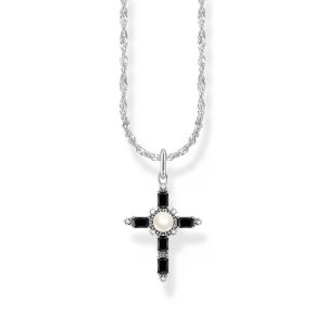 Thomas Sabo True Romance Kette mit schwarzem Kreuzanhänger Cross Romance Silber KE2296-167-11