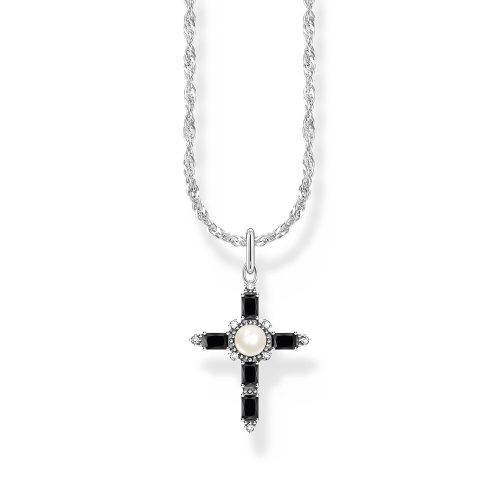 Thomas Sabo True Romance Kette mit schwarzem Kreuzanhänger Cross Romance Silber KE2296-167-11