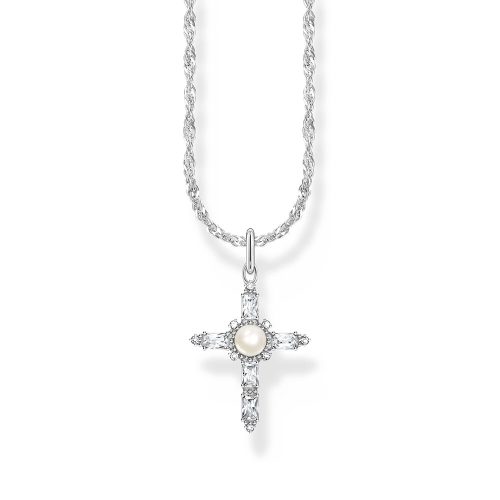 Thomas Sabo True Romance Kette mit weißem Kreuzanhänger Cross Romance Silber KE2296-167-14