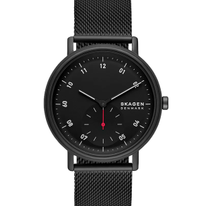 Skagen Kuppel Herrenuhr Kleine Sekunde Milanaise Edelstahl schwarz SKW6892