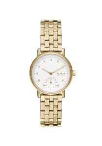 Skagen Kuppel Lille Damenuhr Kleine Sekunde Milanaise Edelstahl goldfarben SKW3102