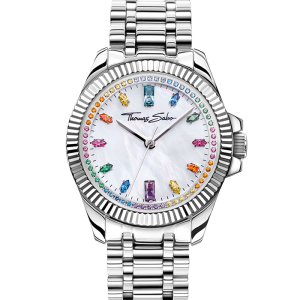 Thomas Sabo Damenuhr Divine Rainbow mit bunten Steinen silberfarben WA0394-201-201
