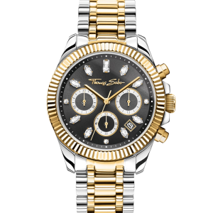 Thomas Sabo Uhr Divine Chrono mit Zifferblatt in Schwarz gelbgoldfarben WA0398-291-201