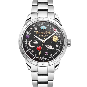 Thomas Sabo Uhr mit kosmischem Zifferblatt in Schwarz silberfarben WA0402-201-203